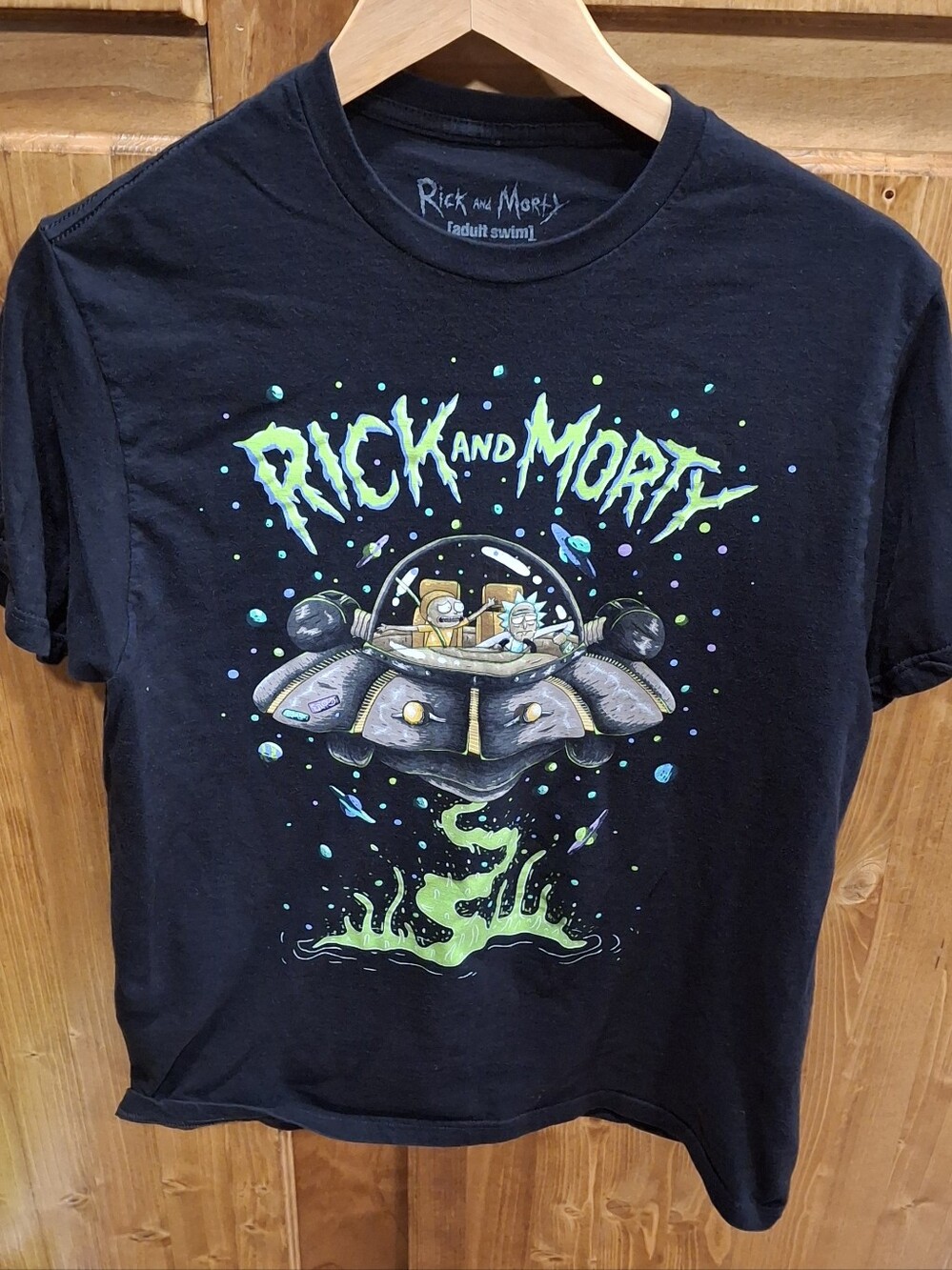 Rick and Morty Black Graphic Tee Mens Size Med Lightly Used
